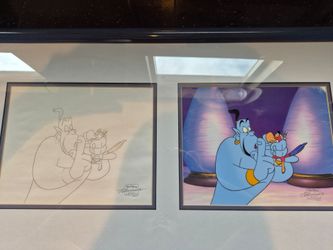 Limited edition Aladdin and Genie Serigraph cel