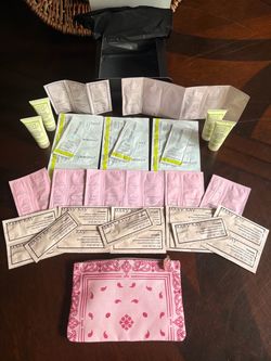Mary Kay Skincare Sample Lot Travel Size Packets Satin Hands & Pink Ipsy Bag