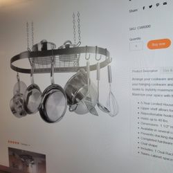 CW6000 Black Steel Oval Hanging Pot Rack 