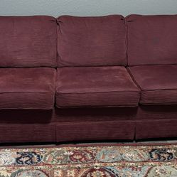 Burgundy Red Corduroy Sleeper Sofa - Make An Offer