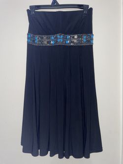 White House Black Market Black Strapless Beaded Waistline Dress - Size 4