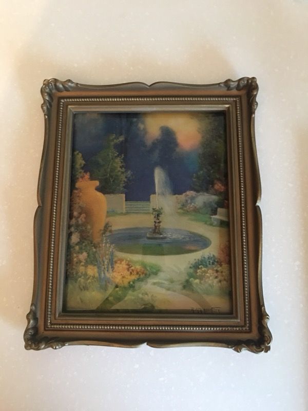 Antique Atkinson Fox Fountain of Love Print Frame Morris