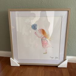 24x24 Framed Art- Girl With Dandelion By Maya Gur 