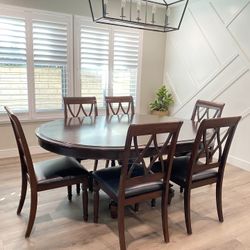 Extendable Dining Table Set and Buffet / Sideboard with Wine Rack (Sold Together)