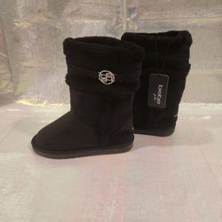 BEBE Girls Size 2 Microsuede Faux Fur Lined  Black Winter Boot