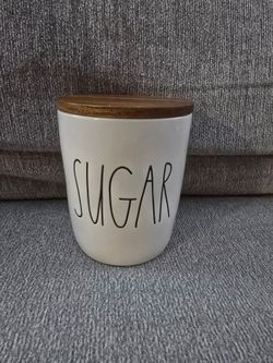 New Rae Dunn 5 1/2" Sugar Cellar With Wood Lid