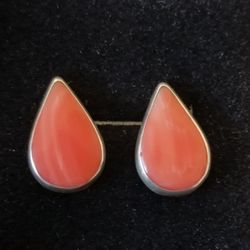925 Sterling Silver w Coral Earrings