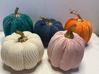 Velvet Fabric Pumpkins Set of 5