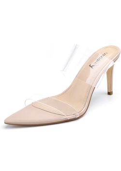 NIB*** Vivianly Nude Clear Double-Strap Stiletto Size 7