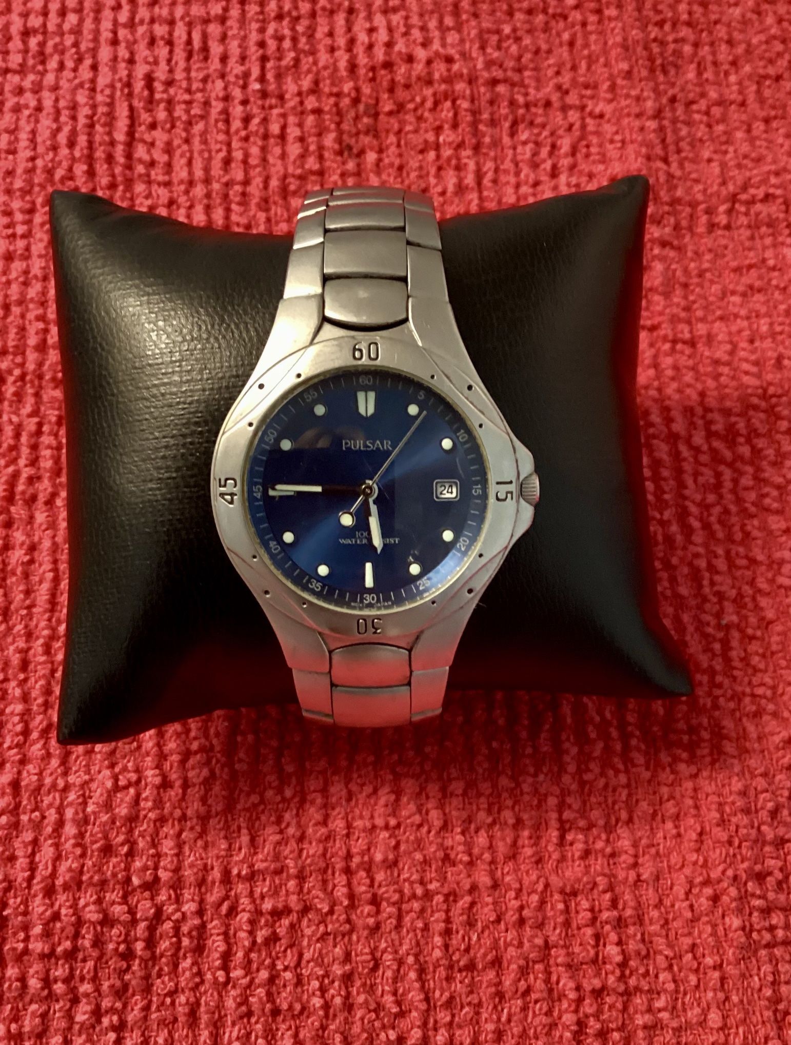 Men’s Watch Pulsar Silver Tone Blue Face V732-X209
