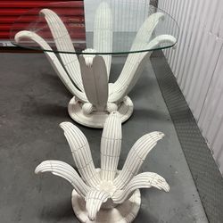 Gorgeous Carved Wood  Sculptural Agave Set Coffee Dining Table And Side Table Designer Firniture 