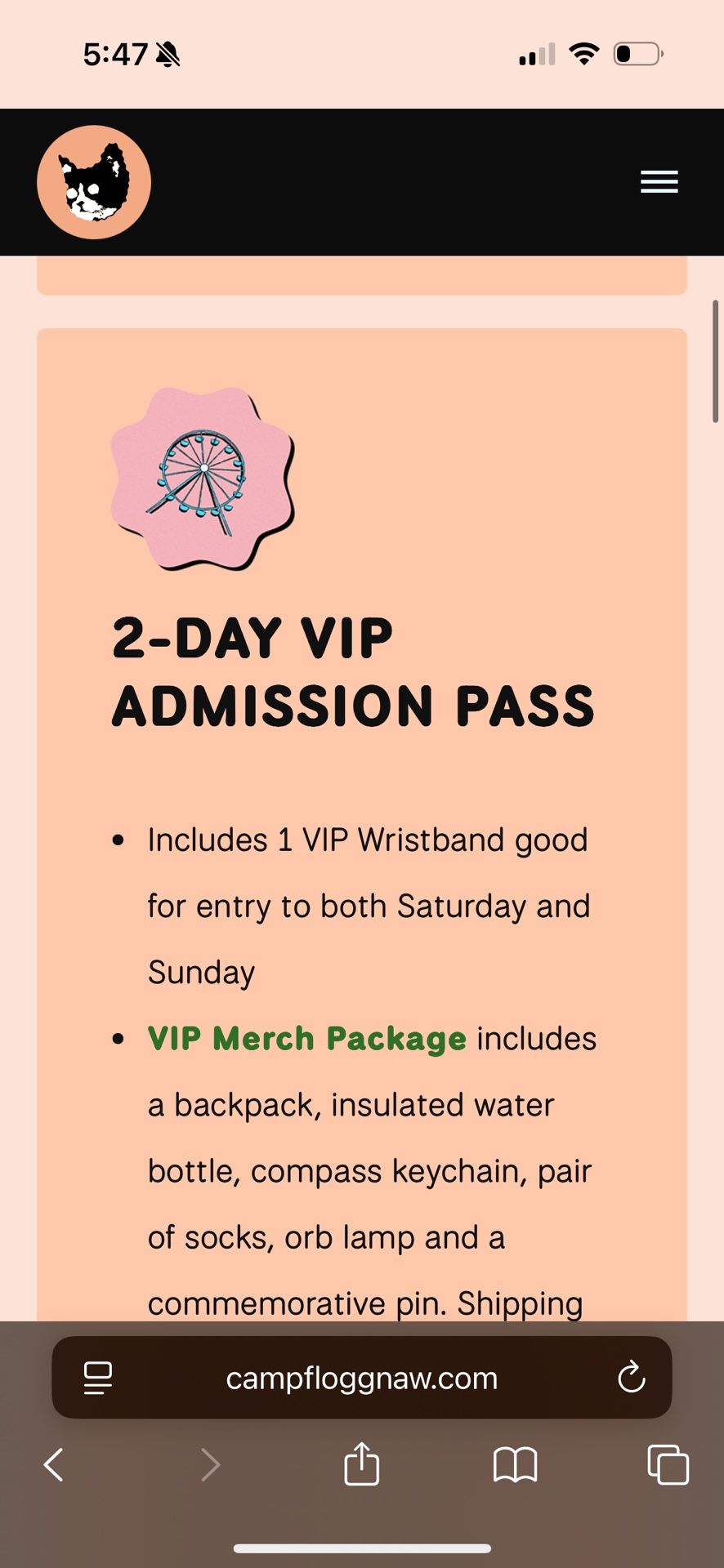 Camp Flog Gnaw 2 Day VIP Pass