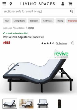 Adjustable Bed Frame (Full) w/Remote — Living Spaces — like new only $200