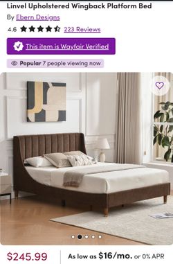 🆕️milly 3.0 king mattress &Ebern Designs Linvel Upholstered Wingback Platform Bed