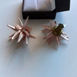 Vintage Pink Flower Clip‑On Earrings
