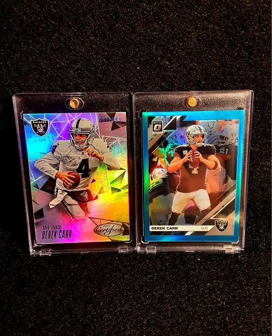 Derek Carr 2 Card Numbered Lot! Sweet!! /299. /499 Raiders/Saints NFL