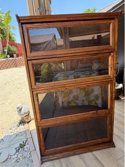 Beautiful Vintage Oak and Glass Bookshelf.