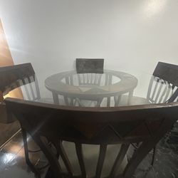 Glass Mosaic Round Dining Table Set with 4 Chairs