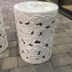 Two matching patio side tables