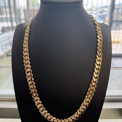 12MM 14Kt Gold Over Silver Cuban Link Chain