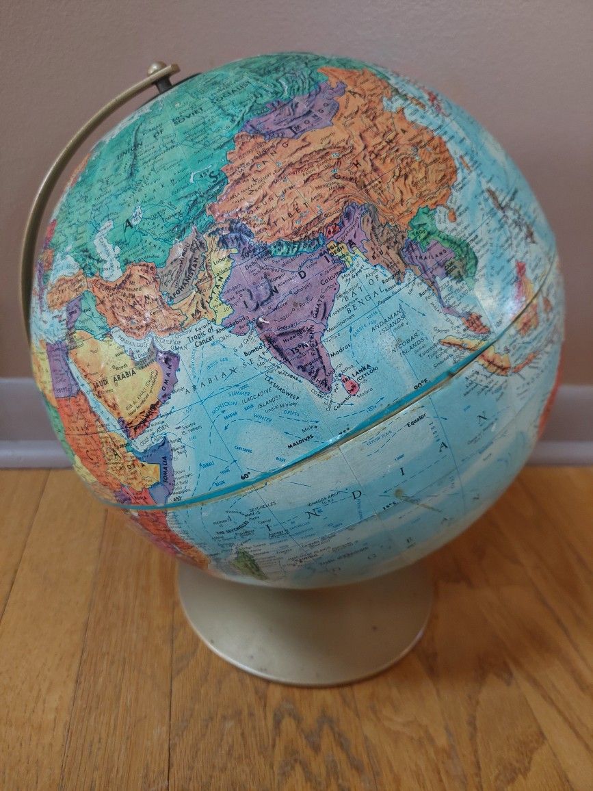 Vintage Globe, Diameter  12", Made In USA 