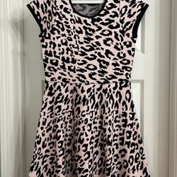 Girls Pink Leopard Print Knit Dress XL