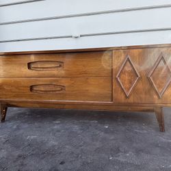 Young Manufacturing Mid Century Burlwood and Sculpted Walnut Dresser 