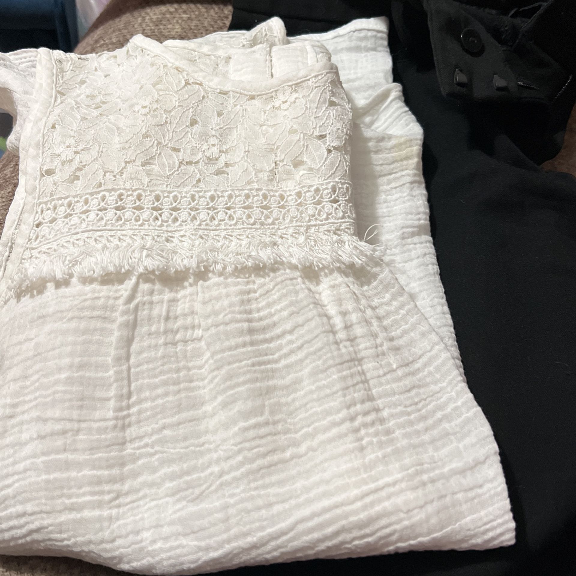 Beautiful ! White Lace Shirt Or Black Dress Pants From Express
