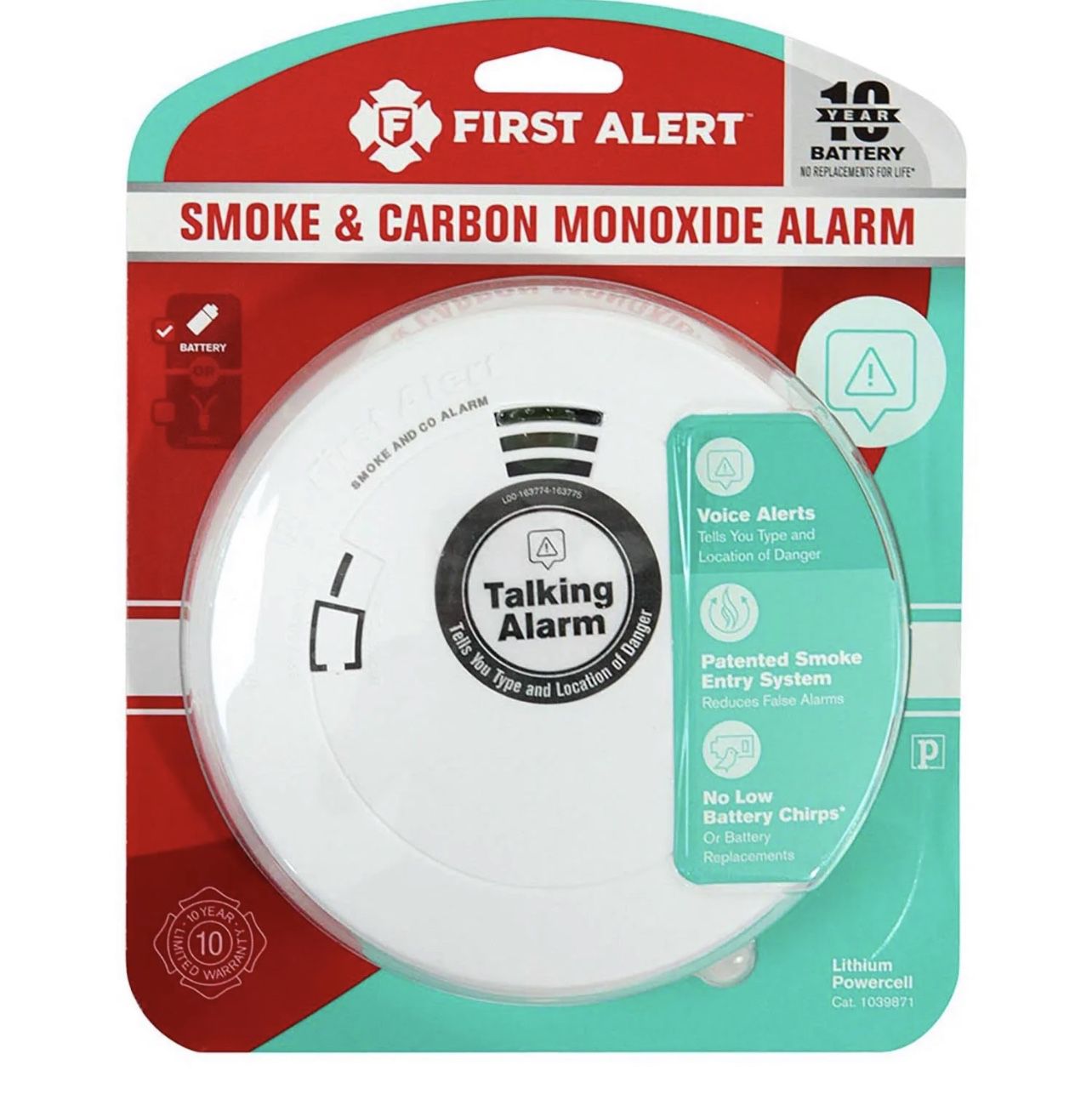 Detector combinado de humo y monóxido de carbono con alerta de voz First Alert 
