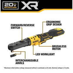 Dewalt 20v ratchet 1/2 and 3/8