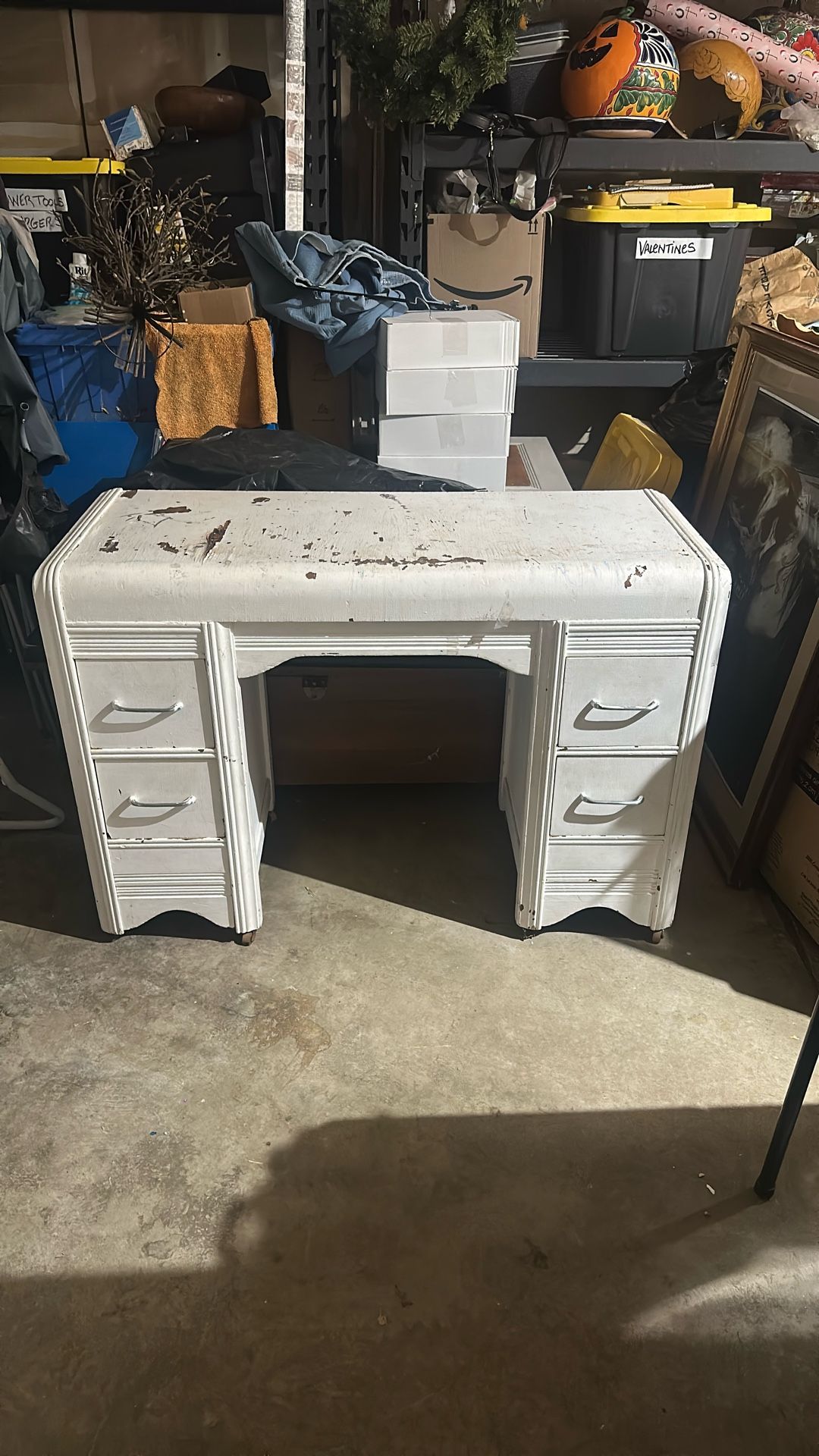 Beautiful Old Vanity Drawers Work Great On Wheels So It Rolls Needs Sanding On Top And Repainted