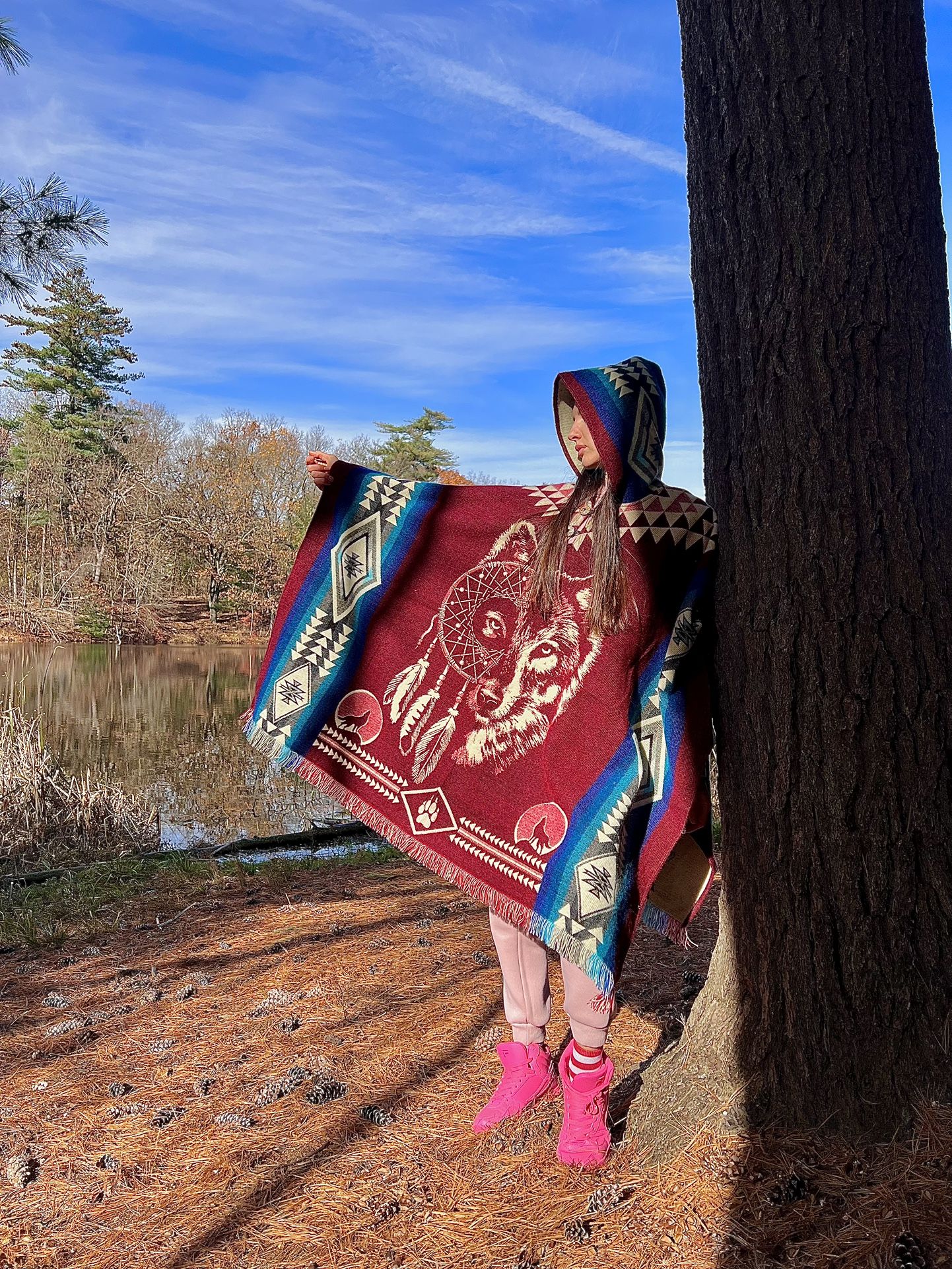 Alpaca Wool Poncho Wolf