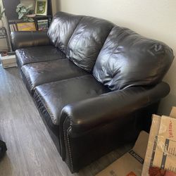 Black leather Couch Set