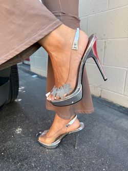 Size 9 Clear Slingback High Heels