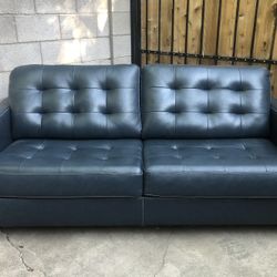 Blue Faux Leather Sofa Couch - Delivery Available 