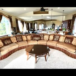 Large Curved Sectional Sofa Custom Couch w/ Matching Pillows Modern Luxury
