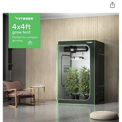 VIVOSUN 4x4 Grow Tent, 48"x48"x80" High Reflective Mylar with Observation Window and Floor Tray for Hydroponics Indoor Plant Growing for VS4000/VS4300