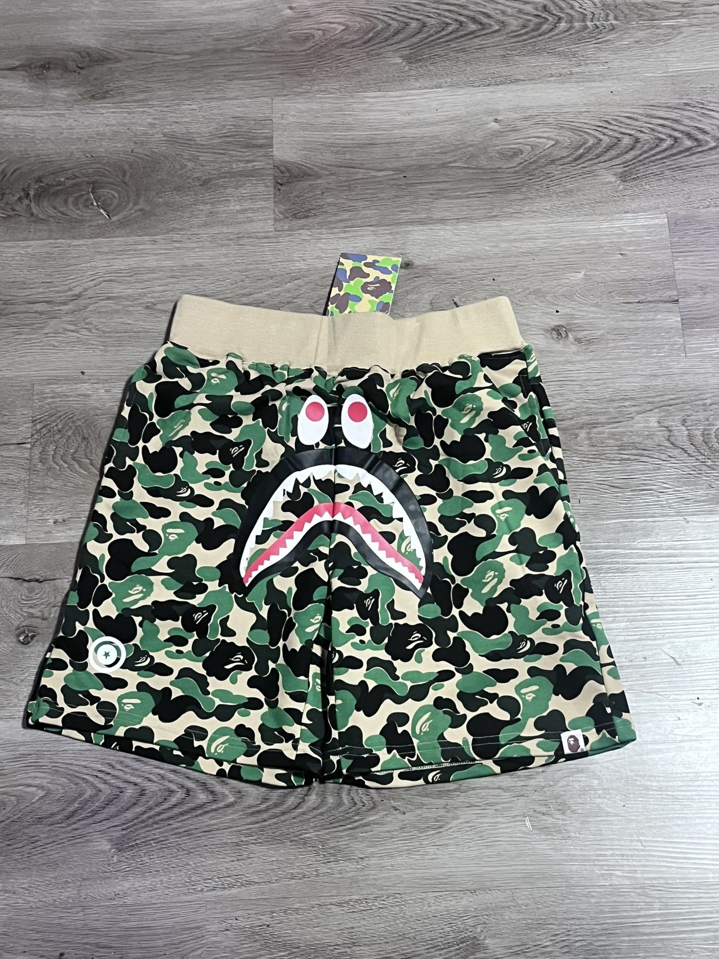 Green camo bape shorts