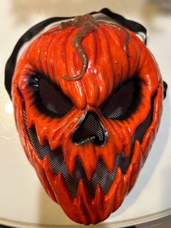 Evil Jack-O-Lantern Half Mask- Halloween Orange mask