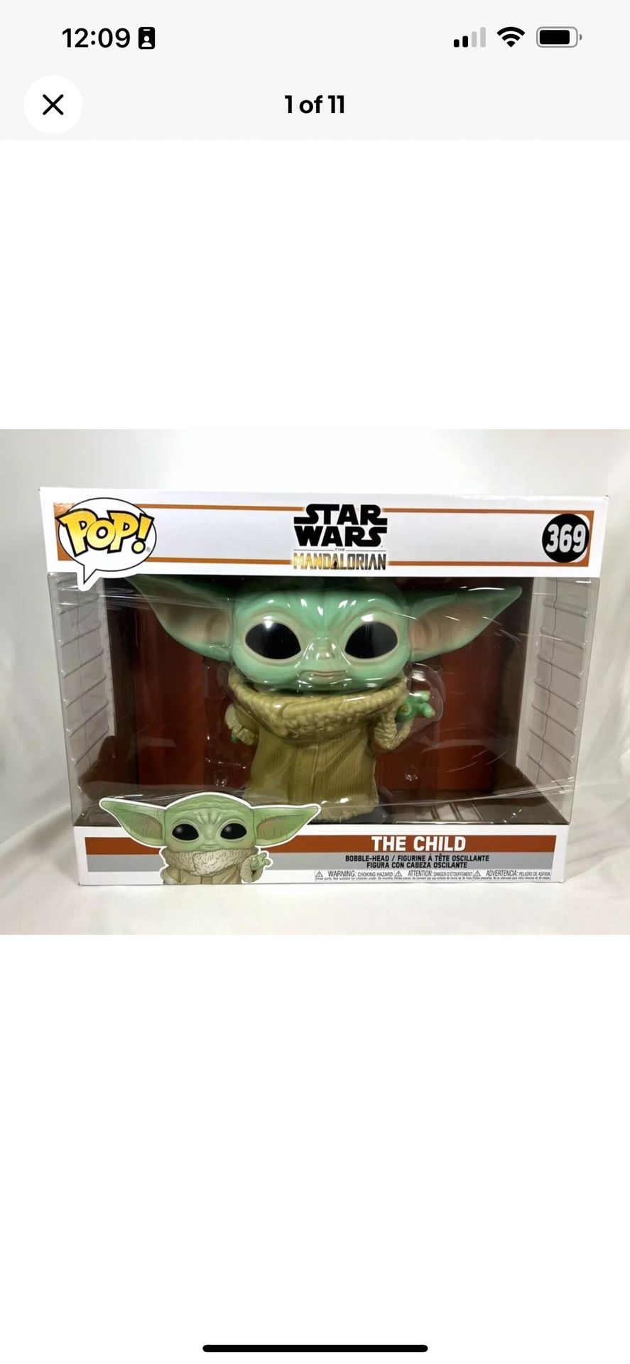 Funko Pop! Star Wars The Child Mandalorian Baby Yoda 369 10" Bobblehead GroguNEW