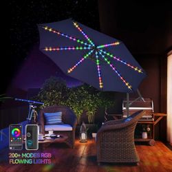 10 ft Offset Patio Umbrella with Solar Lights, Large Cantilever Outdoor Umbrellas