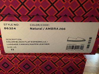 Tory COLOR BLOCK FLAT ESPADRILLE / LUGGAGE CANVAS/NAPPA LEATHER