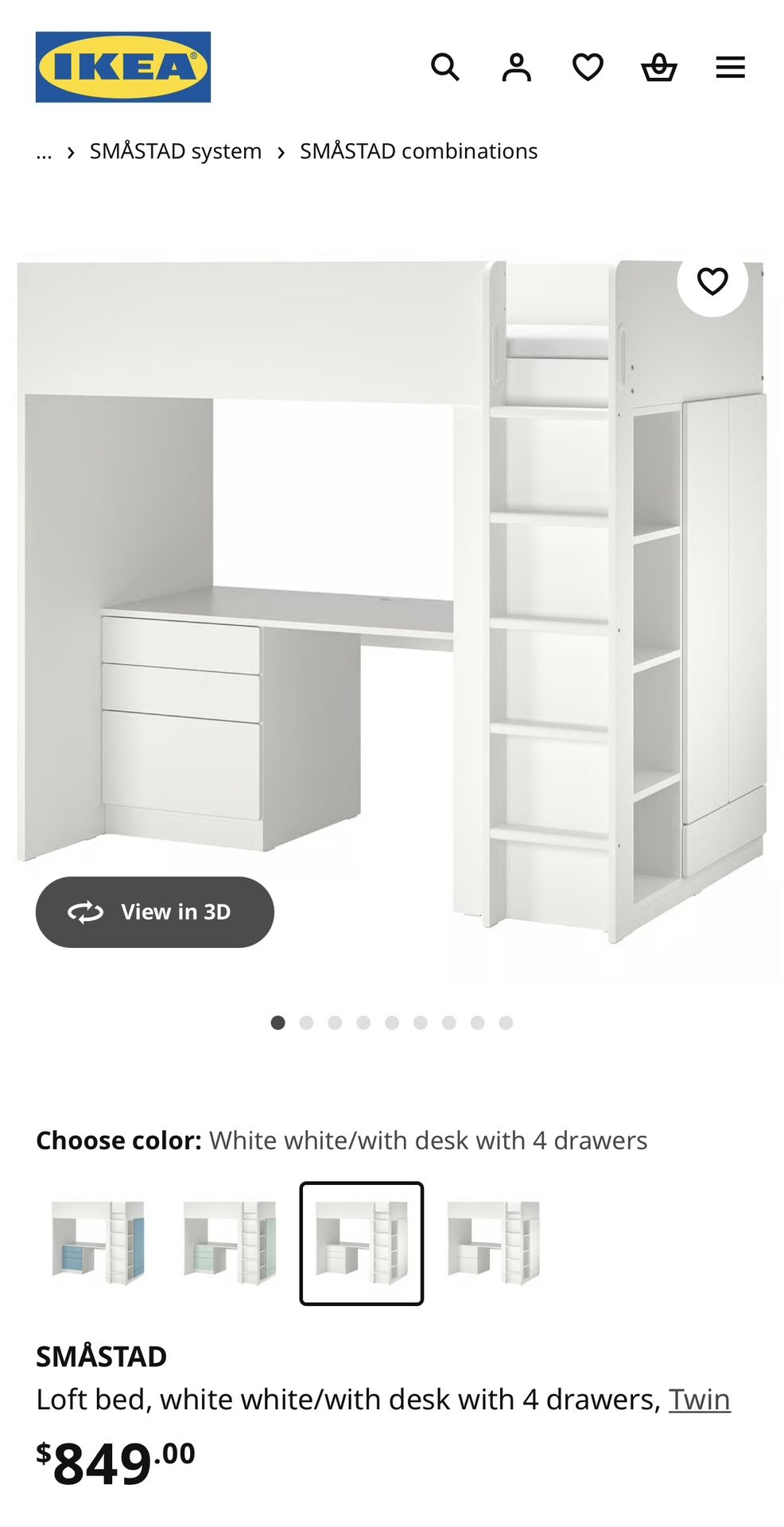 IKEA Loft Bed With Desk & Book Shelf