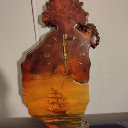 Antique Juniper Wood Burl slab Clock