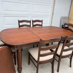 Table W/ 6 Chairs  W/ Extension For 8 Chairs Table And Chairs Is Solid Wood 