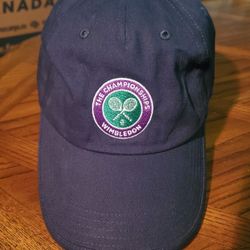 Wimbledon The Championship's hat black 100% cotton adjustable strap NWT