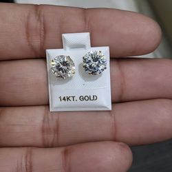 Highest Clarity VVS1 Moissanite Diamond Stud Iced Out Earrings 8mm – Solid 14K Gold, Luxury Shine, Brand New