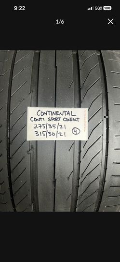 Full set of staggered CONTINENTALS 275/35/21fronts and 315/30/21rears Contisport Contact 5P tires for Porsche Panamera
