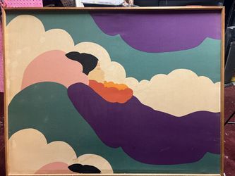 Large Framed Tahitian Linen / Fabric  36”x45”