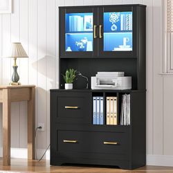 2 Drawer File Cabinet with Charging Station